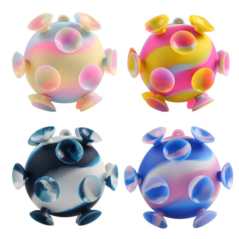 Cross-border New 3D Stress Relief Ball Sucker Magic Sucker Silicone Toy
