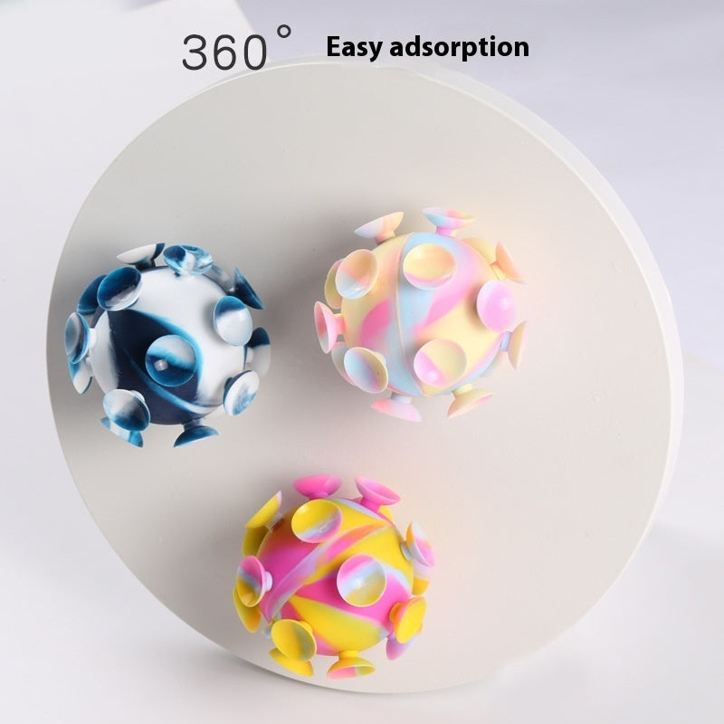 Cross-border New 3D Stress Relief Ball Sucker Magic Sucker Silicone Toy